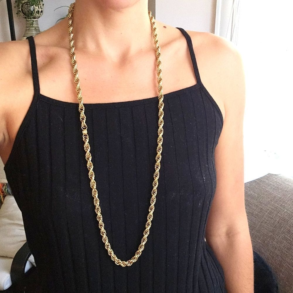 Unisex 38" thick gold tone chain round